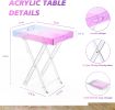 Acrylic Iridescent Coffee Table; Folding Tray End Table; Modern Chic Accent Desk-Living Room; Bedroom and Bar Serving(20x14 inch; 24 inch High).