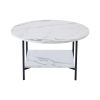 Modern Round coffee table with storage; Black metal frame with marble color top-31.5&quot;