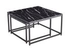 Modern Nesting Coffee Tables Set; Marble Black; 2pc; 31.5''L 31.5''W 17.72''H