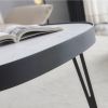 Modern coffee table; black metal frame with sintered stone tabletop