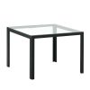 Nesting Coffee Table Set of 2; Square Modern Stacking Table with Tempered Glass Finish for Living Room; Transparent