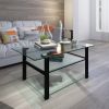 Transparent glass black coffee table; modern simple; living room coffee table; side center table