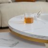 Modern Nesting coffee table; golden metal frame with marble color top-23.6"