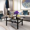 Black glass coffee table; modern and simple; black living room coffee table; side table