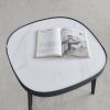 Modern coffee table; black metal frame with sintered stone tabletop