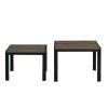 Nesting Coffee Table Set of 2; Square Modern Stacking Table with Wood Finish for Living Room; Oak Grey