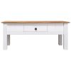 vidaXL Coffee Table White 39.4"x23.6"x17.7" Solid Pine Wood Panama Range