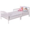 Toddler Bed; Wooden Kids Bed Frame Kids Classic Sleep Bedroom Furniture With Safety Rail (White)