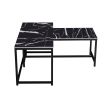 Modern Nesting Coffee Tables Set; Marble BLACK; 2pc