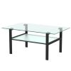 Transparent glass black coffee table; modern simple; living room coffee table; side center table