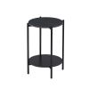 2-layer End Table with Whole Faux Marble Tabletop; Round Coffee Table with Black Metal Frame for Bedroom Living Room Office (black; 1 piece)