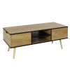 Coffee table; computer table; solid wooden leg support; large storage space; suitable for living room; dining room; kitchen; small space; black and br