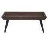 Rectangular Wooden Coffee Table with Tray Top and Metal Legs; Brown and Black