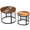 vidaXL Two Piece Coffee Table Set Solid Reclaimed Wood Round 15.7"/19.7"