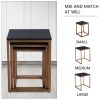 Modern minimalist black MDF end table and side table; three piece combination small coffee table with dark gold metal legs; Square bedside table in li