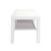 White Wooden 2-Tier Coffee Table with Storage Shelf; Sofa Center Table for Living Room; Home; Office