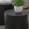 MDF with ash/oak/walnut veneer side table/coffee table/end table/nesting table set of 2(black); for living room; office; bedroom; Black Oak