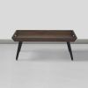 Rectangular Wooden Coffee Table with Tray Top and Metal Legs; Brown and Black