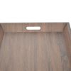 Rectangular Wooden Coffee Table with Tray Top and Metal Legs; Brown and Black