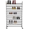 10-tier rolling shoe rack; silver finish; up to 30 pairs of shoes