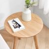 Round End Table- Small End Table Side Table Coffee Table Bedside Table Night Stand for Living Room Bedroom & Balcony; 100% Natural Solid Oak Wood Easy