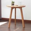 Round End Table- Small End Table Side Table Coffee Table Bedside Table Night Stand for Living Room Bedroom & Balcony; 100% Natural Solid Oak Wood Easy