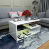 LED Coffee Table for Living Room; Modern Coffee Table; High Gloss White Finish Centre Sofa Table; S-Shaped Open Storage Shelf (39.3"L x 19.5"W x 18.1"