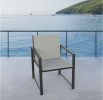 Outdoor Patio Furniture Set Garden Armchair Coffee Side Table; Black Frame; Modern Design