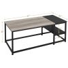 Modern Coffee Table with Storage Shelf; Rustic Gray/Black