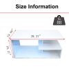 LED Coffee Table for Living Room; Modern Coffee Table; High Gloss White Finish Centre Sofa Table; S-Shaped Open Storage Shelf (39.3"L x 19.5"W x 18.1"