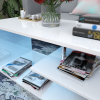 LED Coffee Table for Living Room; Modern Coffee Table; High Gloss White Finish Centre Sofa Table; S-Shaped Open Storage Shelf (39.3"L x 19.5"W x 18.1"