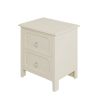 Milky White Rubber Wooden Nightstand Two Drawers Silver Metal Handles for Living Room Guest Room Bedroom