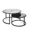 Round Coffee Table Set of 2 Set of 2 Nesting Tables; Metal Frame & Glass Top End Tables for Living Room Bedroom