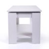 Lift Top Coffee Table with Hidden Compartment and Open Shelf; Modern Wooden Table for Home Living Room; White