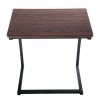 Industrial Sofa Side Table; C Shaped End Table; Portable Bedside Workstation; Laptop Holder with Metal Frame; Small Spaces; Coffee Brown