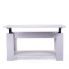 Lift Top Coffee Table with Hidden Compartment and Open Shelf; Modern Wooden Table for Home Living Room; White