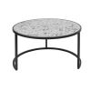 Round Coffee Table Set of 2 Set of 2 Nesting Tables; Metal Frame & Glass Top End Tables for Living Room Bedroom