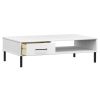 vidaXL Coffee Table with Metal Legs White Solid Wood Pine OSLO