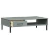 vidaXL Coffee Table with Metal Legs Gray Solid Wood Pine OSLO