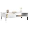 vidaXL Coffee Table with Metal Legs White Solid Wood Pine OSLO