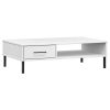 vidaXL Coffee Table with Metal Legs White Solid Wood Pine OSLO