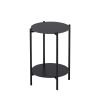 2-layer End Table with Whole Faux Marble Tabletop; Round Coffee Table with Black Metal Frame for Bedroom Living Room Office (black; 1 piece)