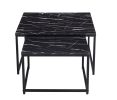 Modern Nesting Coffee Tables Set; Marble Black; 2pc; 31.5''L 31.5''W 17.72''H