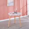 31.5"White Table Mid-century Dining Table for 2-4 people With Round Mdf Table Top; Pedestal Dining Table; End Table Leisure Coffee Table wood leg