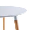 31.5"White Table Mid-century Dining Table for 2-4 people With Round Mdf Table Top; Pedestal Dining Table; End Table Leisure Coffee Table wood leg