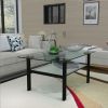 Transparent glass black coffee table; modern simple; living room coffee table; side center table