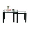 Nesting Coffee Table Set of 2; Square Modern Stacking Table with Tempered Glass Finish for Living Room; Transparent