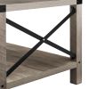 JHX 2-Tier Modern Farmhouse Coffee Table; Wood Rectangle Cocktail Table with Metal X- Frame (Gray; 40.94" w x 21.65" d x 17.91" h)