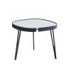 Modern coffee table; black metal frame with sintered stone tabletop