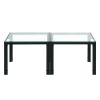 Coffee Table Set of 2; Square Modern Table with Tempered Glass Finish for Living Room; Transparent